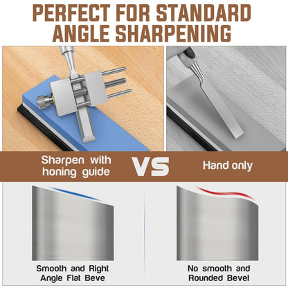 WEWEAL Chisel Sharpening Jig Kit, Heavy Duty Precise Honing Guide with Adjustable Angle Fixture and Angle Gauge, All Metal Sharpening Fine Tools for Woodworking Chisels and Planes (5/32" to 3")