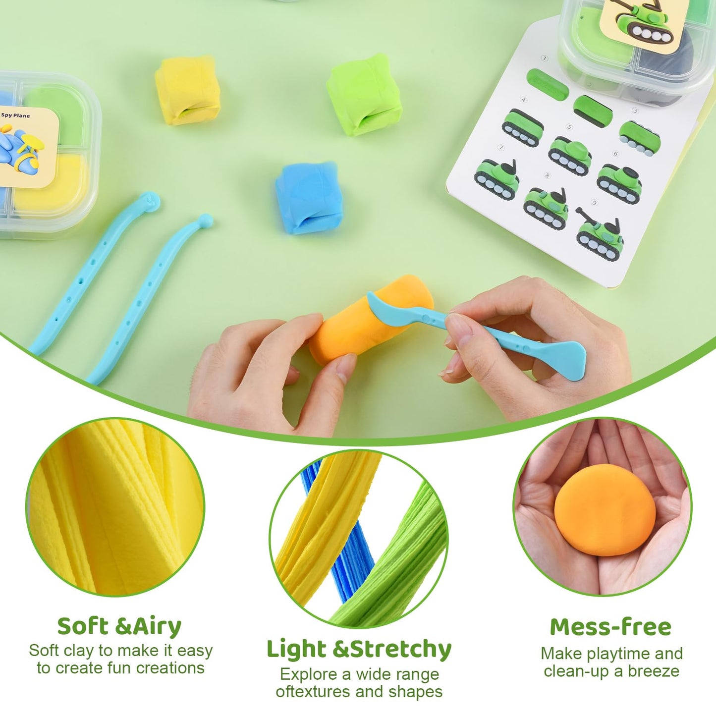 Both Idea Air Dry Clay Kit for Kids, 12-Piece Modeling Clay Sculpting Set, Ultra Light & Soft Non-Sticky, DIY Art Crafts for School Projects & Party Favors, Safe Gift for Boys & Girls