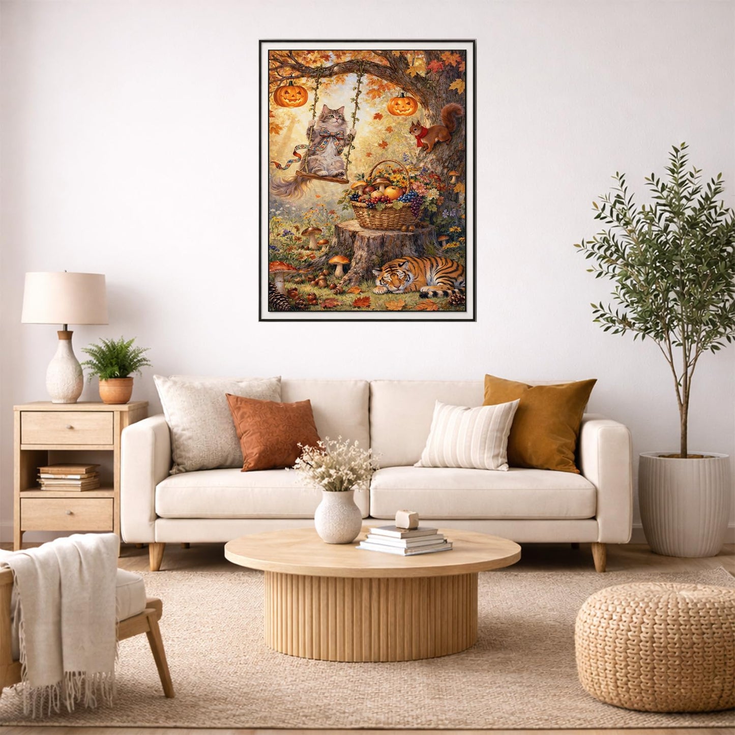 IOHEFY Autumn Cat Pumpkin Diamond Painting 12 x 16 Inch Full Drill Acrylic Diamond Art DIY Crystal Rhinestone Fall Animal Fantasy Artwork Nano Pearlescent Canvas Wall Decor Gift