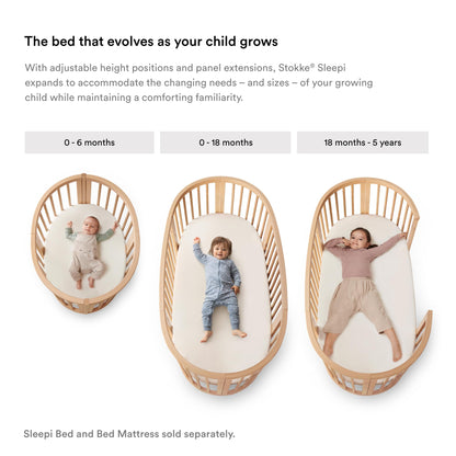 Stokke Sleepi Mini Bundle V3, White - Includes Sleepi Mini V3, Mattress & Drape Rod - Suitable for Ages 0-6 Months - Adjustable & Stylish