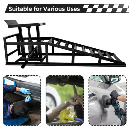 Rovibek 2 Pack Hydraulic Car Ramps, 11000LBS 5T Car Ramp High Lift 11.6"-16.5", Heavy Duty Steel Car Lift Ramp, Automotive Truck Service Ramps for Oil Changes Maintenance, Black