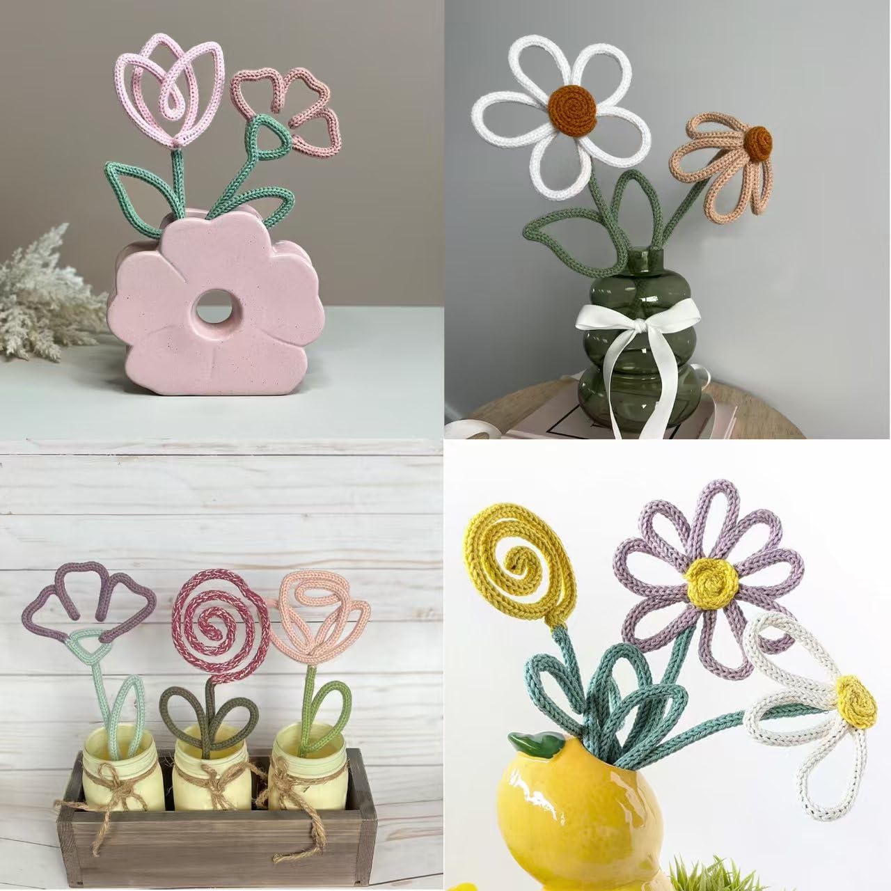 BoFUN DIY Flower Craft Kit for Adults Teens, Floral Wire Art Craft Set with 18 Templates, Wire, Knit Rope, Wedding Party Favors, Women Birthday, Mother’s Day Gifts, Handmade Home Decor (Floral)