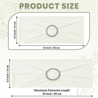 MDS Spandex Chair Sashes - Universal Fit Elastic Stretch Bands with Buckle for Weddings | Ivory, 250 Pack