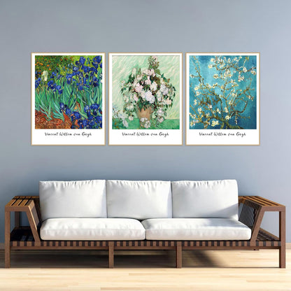 KICHANG 3 Pack Flowers Diamond Art Kits for Adults Beginners,Full Round Drill DIY Van Gogh Diamond Painting Kits,Paint by Diamonds Dot Gem Art Crystal Easy, Home Wall Decor Funny&Gift-12x16in