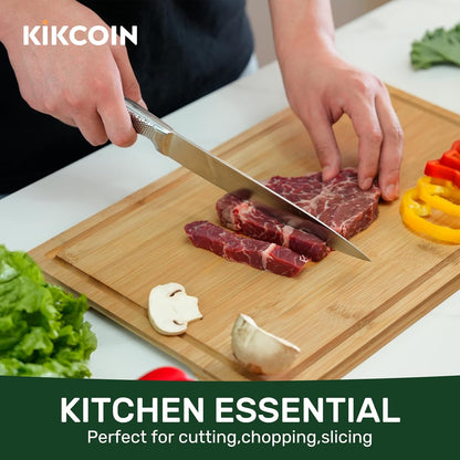 2014 Kikcoin Bamboo Cutting Boards for Kitchen, Wooden Healthy Cutting Boards for Charcuterie, Vegetables, Cheese