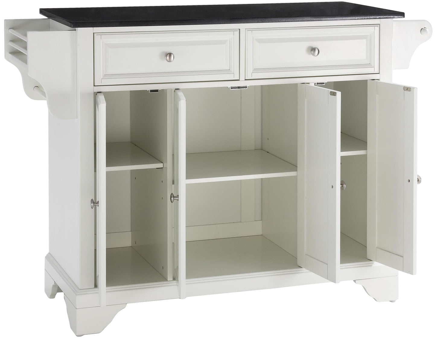 Crosley Furniture LaFayette Granite Top Rolling Kitchen Island Storage Cart, Microwave Stand, Spice Rack, White