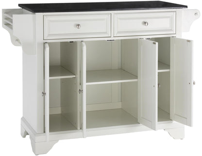 Crosley Furniture LaFayette Granite Top Rolling Kitchen Island Storage Cart, Microwave Stand, Spice Rack, White