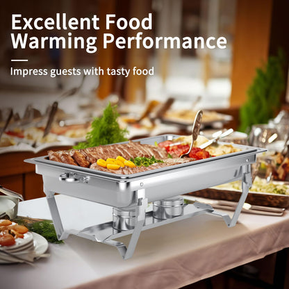 Chafing Dishes for Buffet Set – Chafers for Catering & Buffet Warmers with Lids | Serving Food Warmer & Chafers Servers Sets