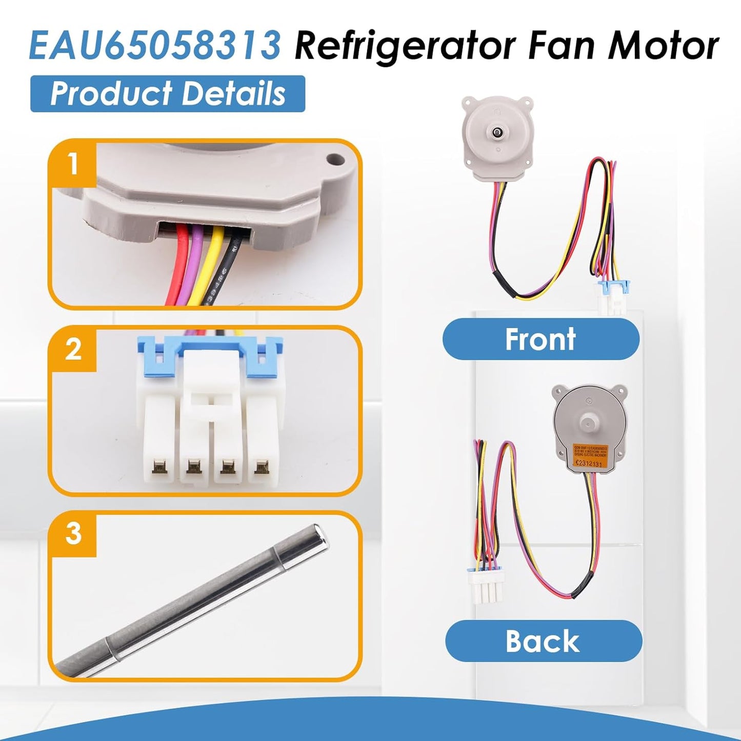 EAU65058313 Evaporator Fan Motor, Compatible with LG Kenmore Freezer, Replace OE# EAU63103001 AP7178307
