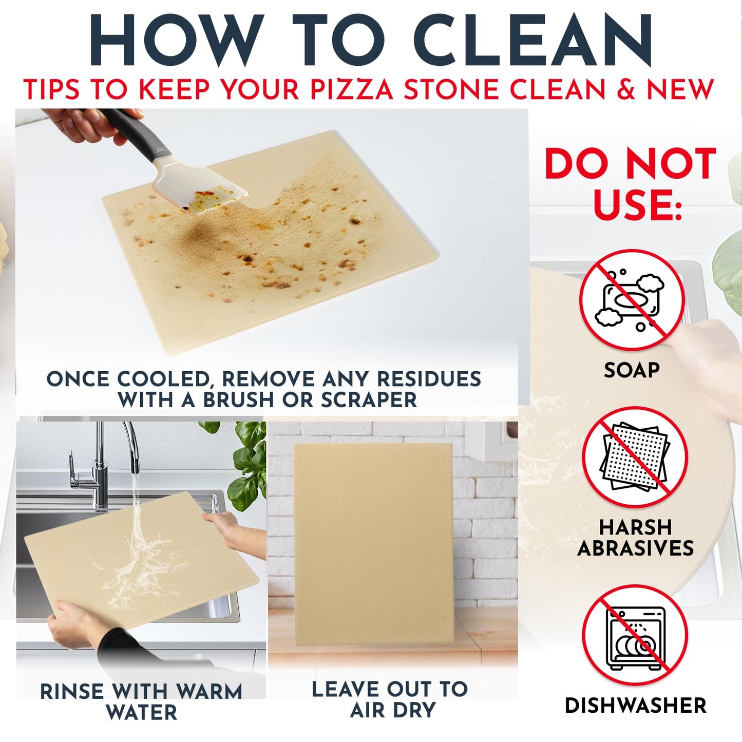 Large Pizza Stone for Oven – 15 x 12 inch Rectangular Pizza Stone for Grill, Even Heating for Perfect Crispy Crusts! Crack Resistant and Easy to Clean, Pizza Making Accessories