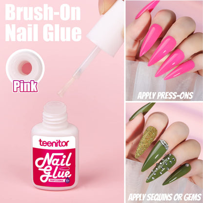 Teenitor Clear Coffin Nail Tips Set, Long Acrylic Nail Kit Full Cover Clear Press On Nails, 600 Pcs Fake Nails with Glue, Acrylic Nail Clipper Files and Buffer Polisher