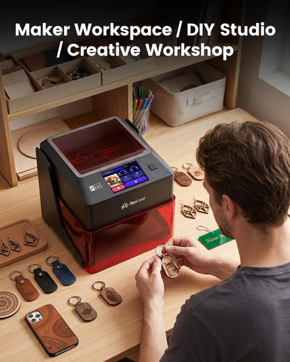AlgoLaser Pixi Smart Laser Engraver - 10W Portable Laser Engraver Machine with 3.5" Touchscreen & AlgoOS System & APP - Laser Engraving for Wood, Acrylic, Glass, Beginner & DIY Gift & Small Business