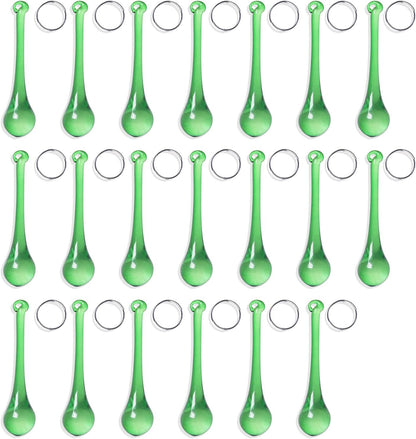 20pcs 3inch LONGWIN Crystal Teardrop Pendant Chandelier Parts Wedding Decoration Christmas Tree Decorations (Green)
