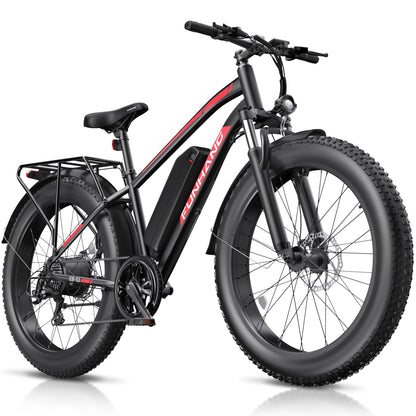 Funhang Electric Bike for Adults, 1000W Peak Ebike, 20MPH 60Miles Electric Mountain Bike, 26" Fat Tire Electric Bicycle with 48V 13AH Battery, Front Suspension,7 Speed, Rear Rack, UL 2849 Certified