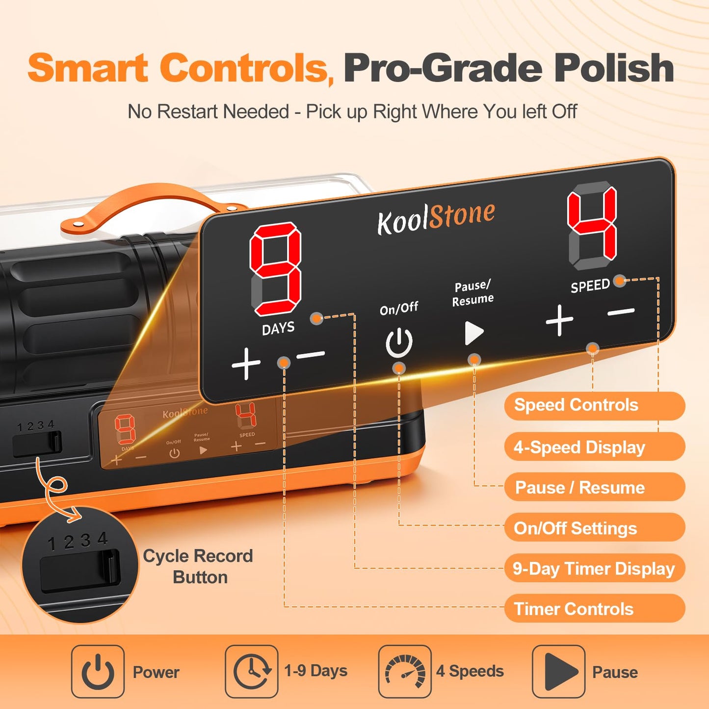 KoolStone C1 Pro Ultra Brushless Rock Tumbler Kit - Dual Barrel 7LB Capacity with Noise-Reducing Cover, Ultra Quiet Professional Rock Polisher with Full Accessories, Perfect STEM Gift for All Age