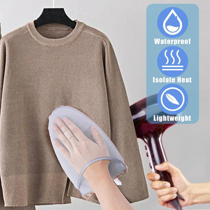 Garment Steamer Ironing Gloves with Finger Loop, Heat Resistant Waterproof Mitt for Clothes (grey)