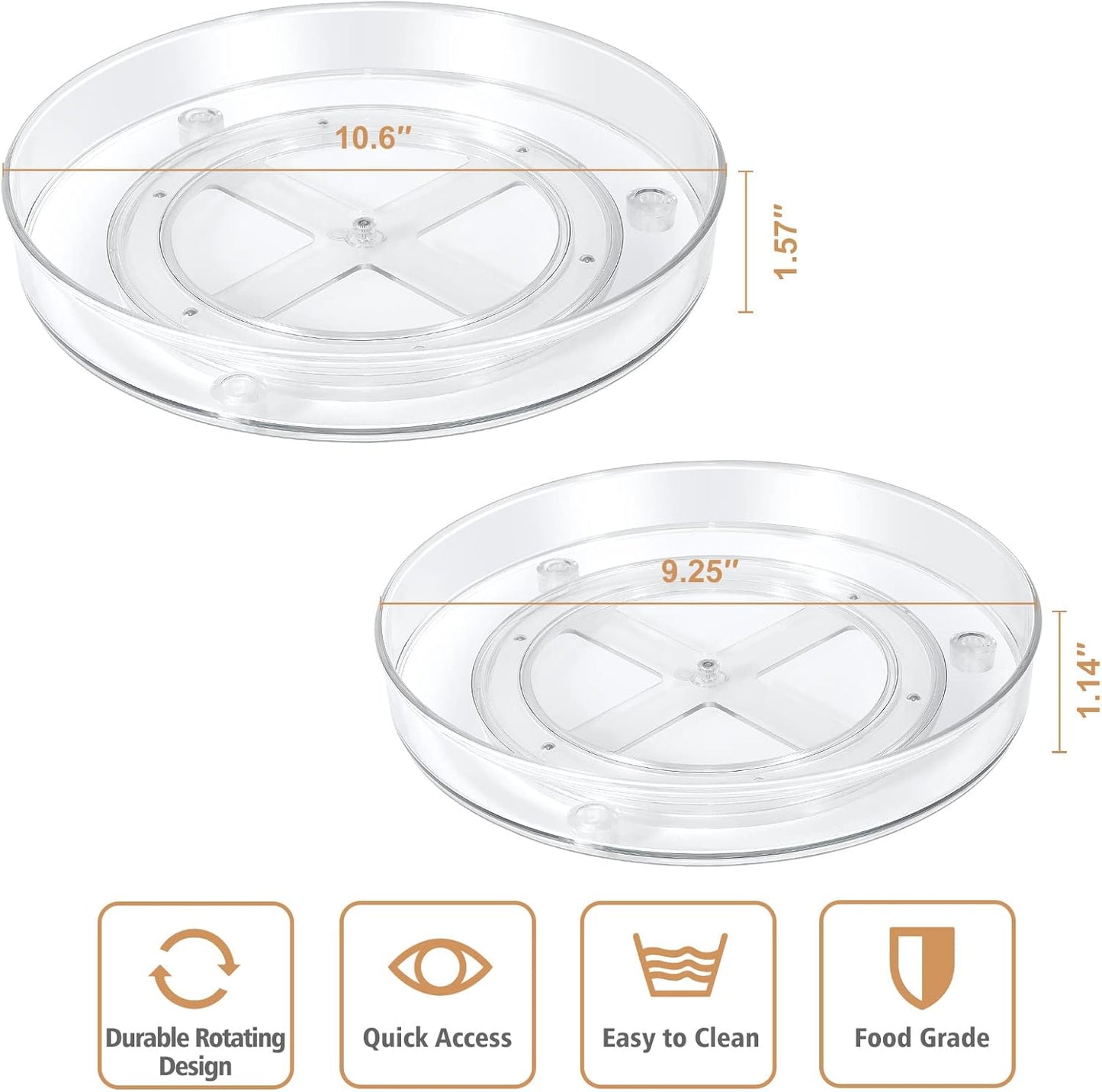 Lazy Susan Condiments Organizer, Spice Rack Storage Turntable for Cabinet, Fridge, Countertop, Pantry, Bathroom, Round
