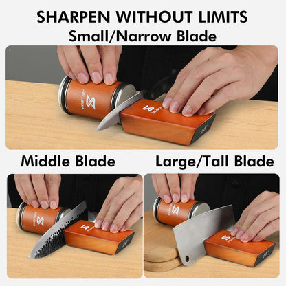SULLARYA Knife Sharpener, Rolling Knife Sharpener, Knife Sharpening kit with Diamonds and Ceramic for Steel of Any Hardness, Kitchen Knife Sharpener with 15 & 20 Degree Magnetic Angle