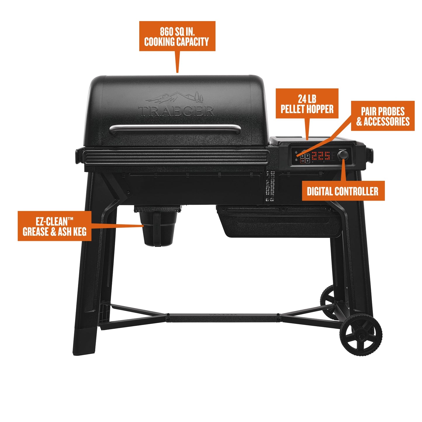 Traeger Grills Woodridge Electric Wood Pellet Grill and Smoker, Wi-Fi Temperature Control up to 500 Degrees, 860 Sq. In. Cooking Capacity, 6-in-1 for Outdoor Grilling, Smoking, and BBQ, TFB86MLH