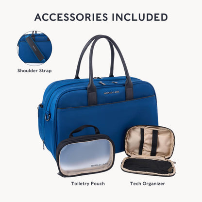 Nomad Lane Carry-On Luggage Duffel Bag, Durable & Lightweight Suitcase. Bento Bag, Personal Item Weekender Travel Bag for Men & Women, Aegean Blue