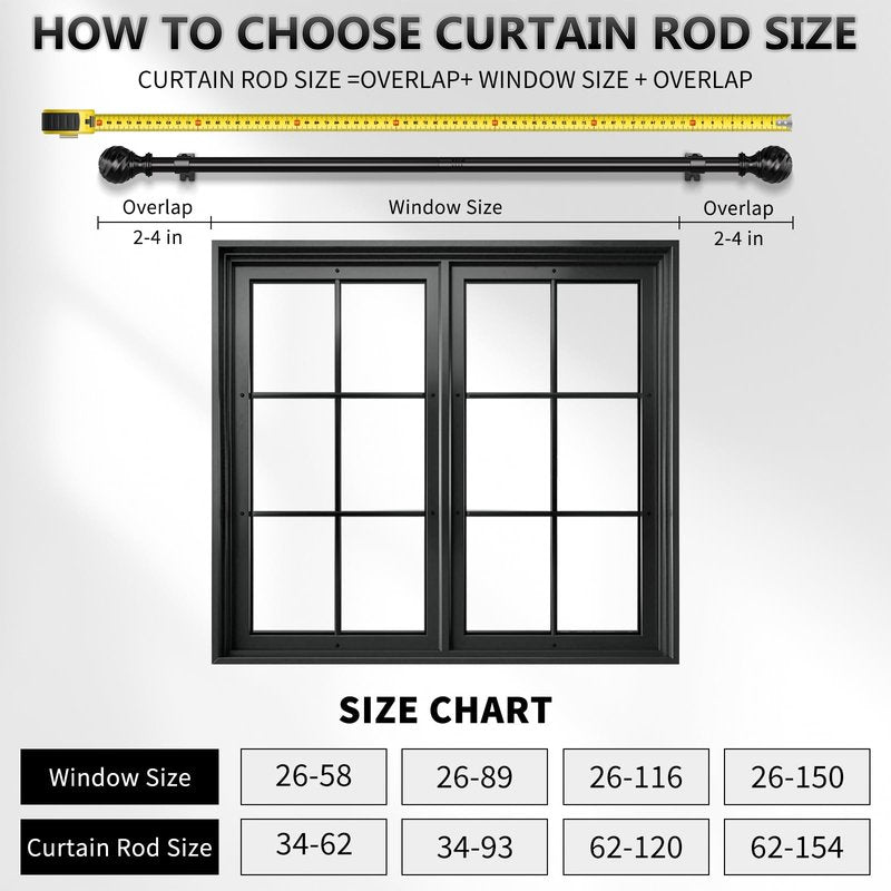 Curtain Rod for Sliding Glass Door, 34-93 Inch Adjustable 1 Inch Heavy Duty Drapery Rod, Window Treatment Rod for Bedroom, Living Room and Indoor Outdoor Use, Matte Black