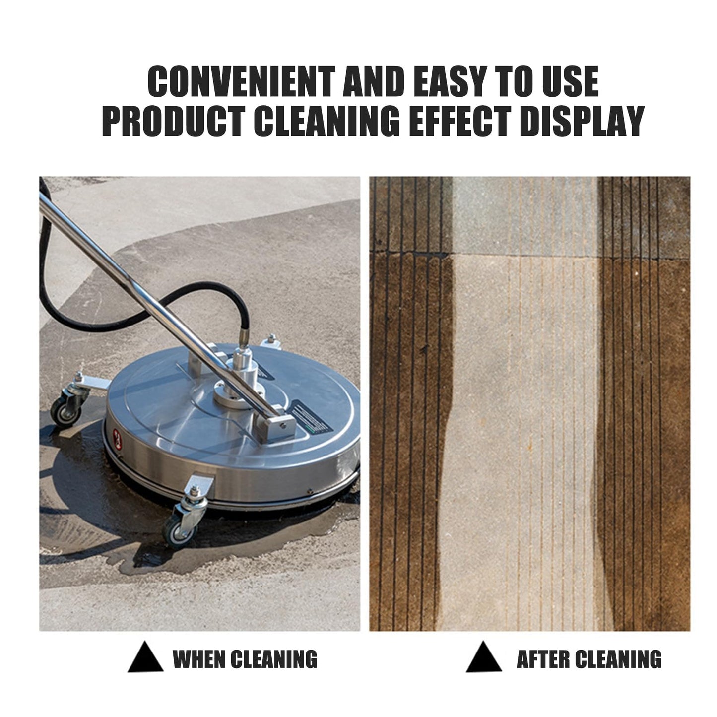 Pressure Washer Surface Cleaner with Wheels Stainless Steel Housing Quick Connector Power Washer Surface Cleaner Attachment Stainless Steel