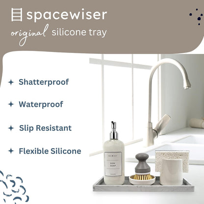 Countertop and Vanity Tray, 11.7" Shatterproof Bathroom Tray, Flexible Silicone Soap Tray for Kitchen, Toilet Tank