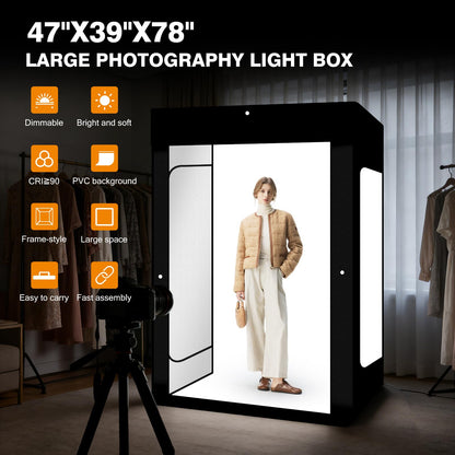 Professional Photography Studio LED Dimmable Large Shooting Tent 47x39x78 ZKEEZM Large Lightbox Photo Video Continuous Lighting Cube Shooting Tent Kit Soft Box with 3Colours Backdrops and Carrying Bag