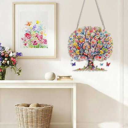 Life tree Diamond Art Hanging Kit for Adult, Painting Hanging Ornament Kit, Special Shaped Rhinestone,DIY Acrylic 5D Diamond Art Window Pendants Home Garden Wall Kits Hanging,Double Sided (Lifetree)