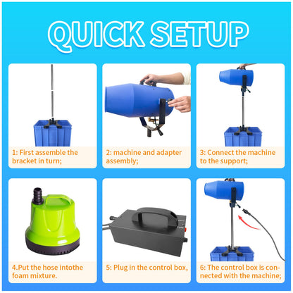 Foam Machine for Party, Party Foam Machine with Water Tank, Foam Cannon for Garden, Pool, Indoor, Birthdays, Celebrations, and Backyard Events (Blue)