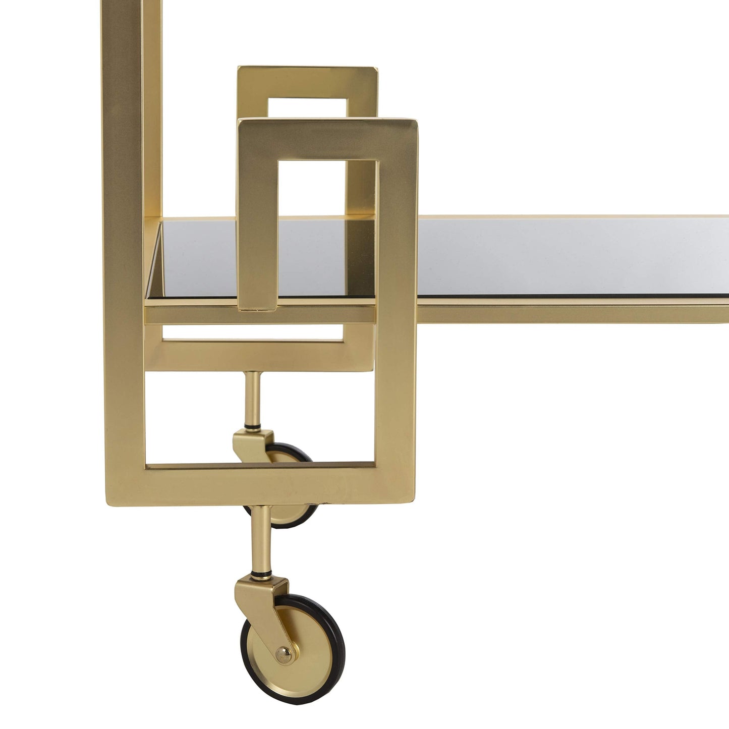 Safavieh Eliza Bar Cart, Brass and Black Glass