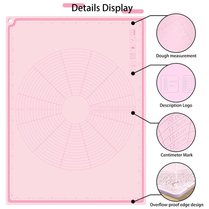 Silicone Baking Mat 32" x 24", Extra Thick Non-stick Pastry Mat with Measurements and Edge Heightening, Food Grade Silicone for Countertop Dough Rolling(With Dough Scraper/Pastry Brush/Cable Tie)