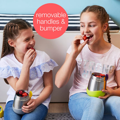 b.box Insulated Food Jar with Spork for Toddlers | Easy Open Container | Stainless Steel, 5hrs+ of Perfect Temperatures | Dishwasher Safe, BPA Free (Blue Slate, 11 oz)