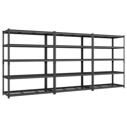 SONGMICS 5-Tier Storage Shelves, Heavy-Duty Garage Shelving, Adjustable Shelving Unit, Steel Shelf, Boltless Assembly, for Garage, 2,200 lb Load, 24 x 144 x 72 Inches, Ink Black UGLR454B03