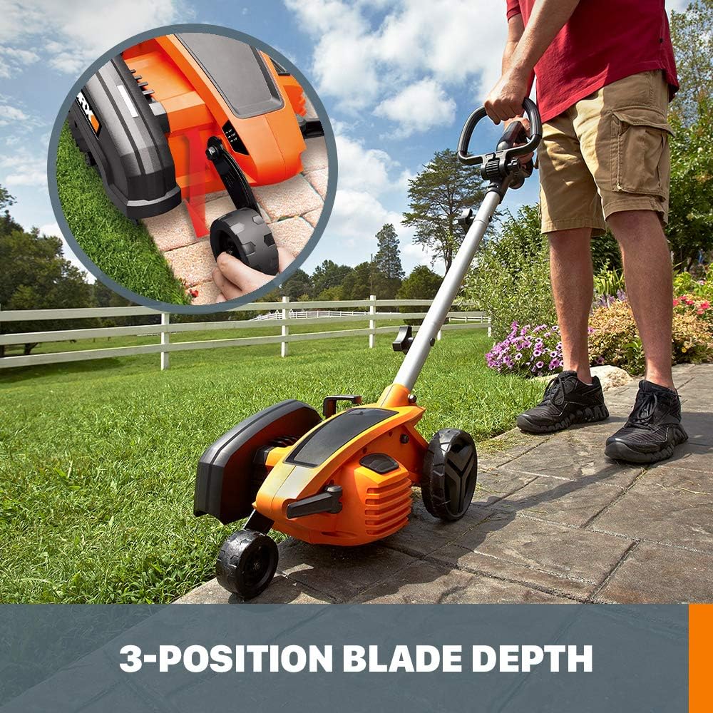 WORX WG896 12 Amp Electric Lawn Edger & Trencher, 7.5 Inch, Orange and Black