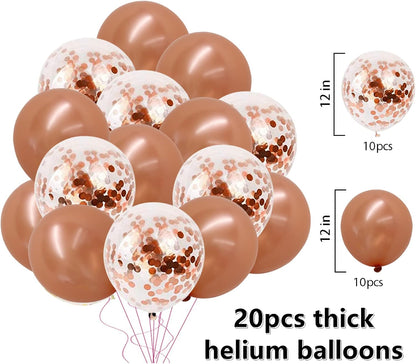 Retirement Party Decorations for Women, Black Rose Gold Happy Retirement Banner and Swirls with Rose Gold Confetti
