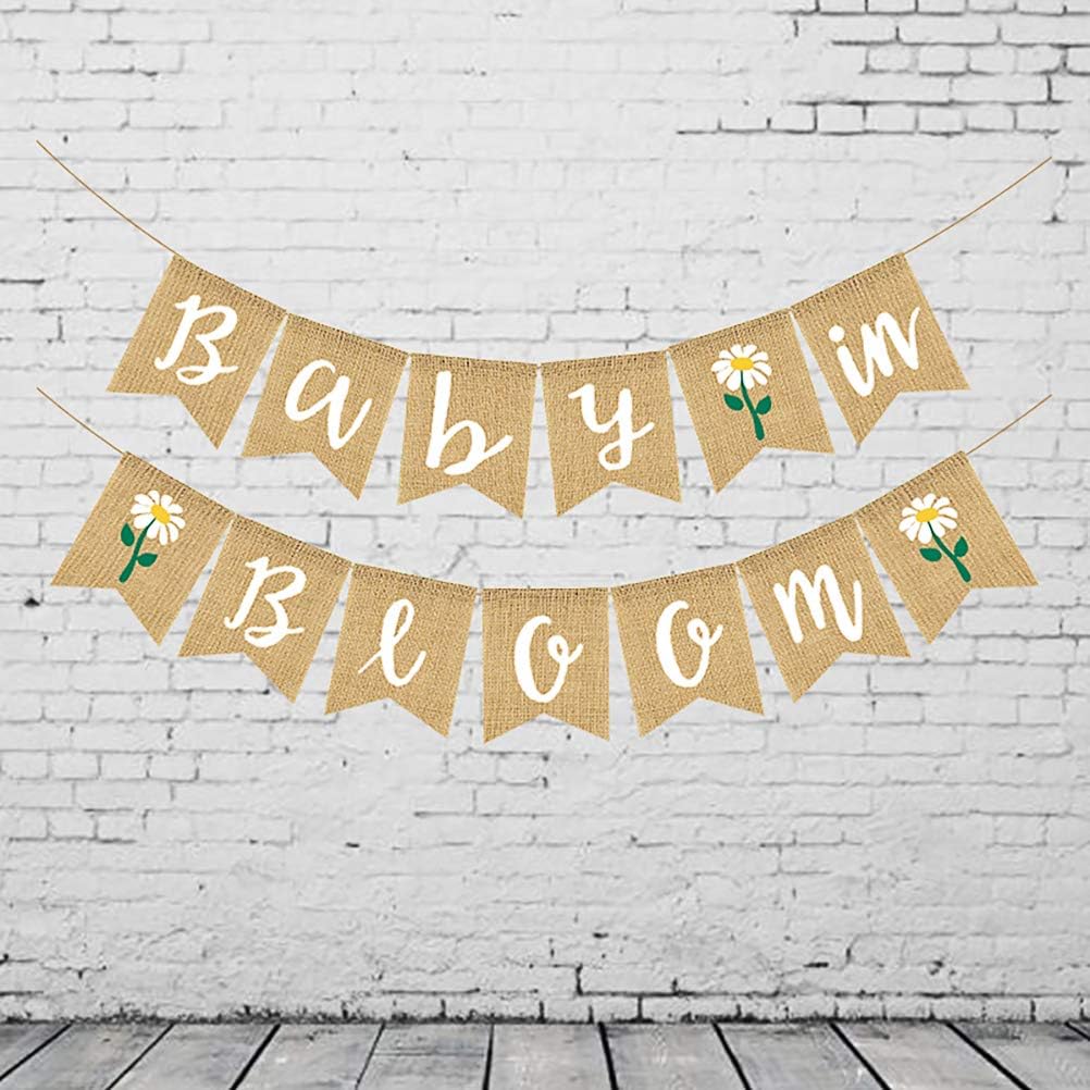 Baby in Bloom Sign Banner, Welcome Baby Garland for Boys Girls Baby Shower Party Decorations