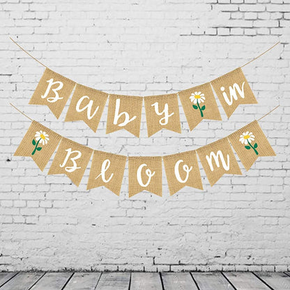 Baby in Bloom Sign Banner, Welcome Baby Garland for Boys Girls Baby Shower Party Decorations