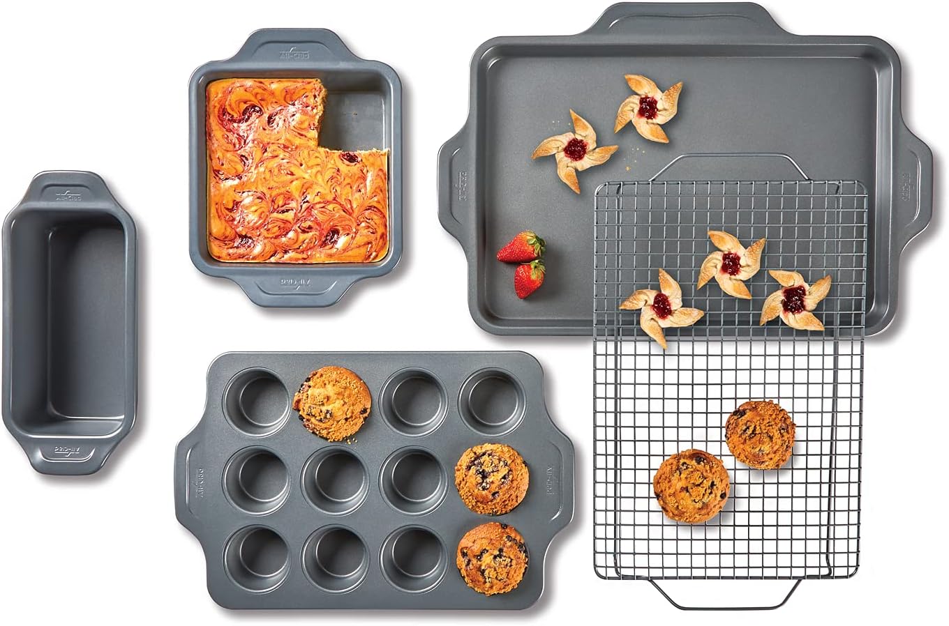 All-Clad Pro-Release Nonstick Bakeware Set - 5-Piece Oven Safe Set | Includes Cookie Sheet, Muffin Pan & More