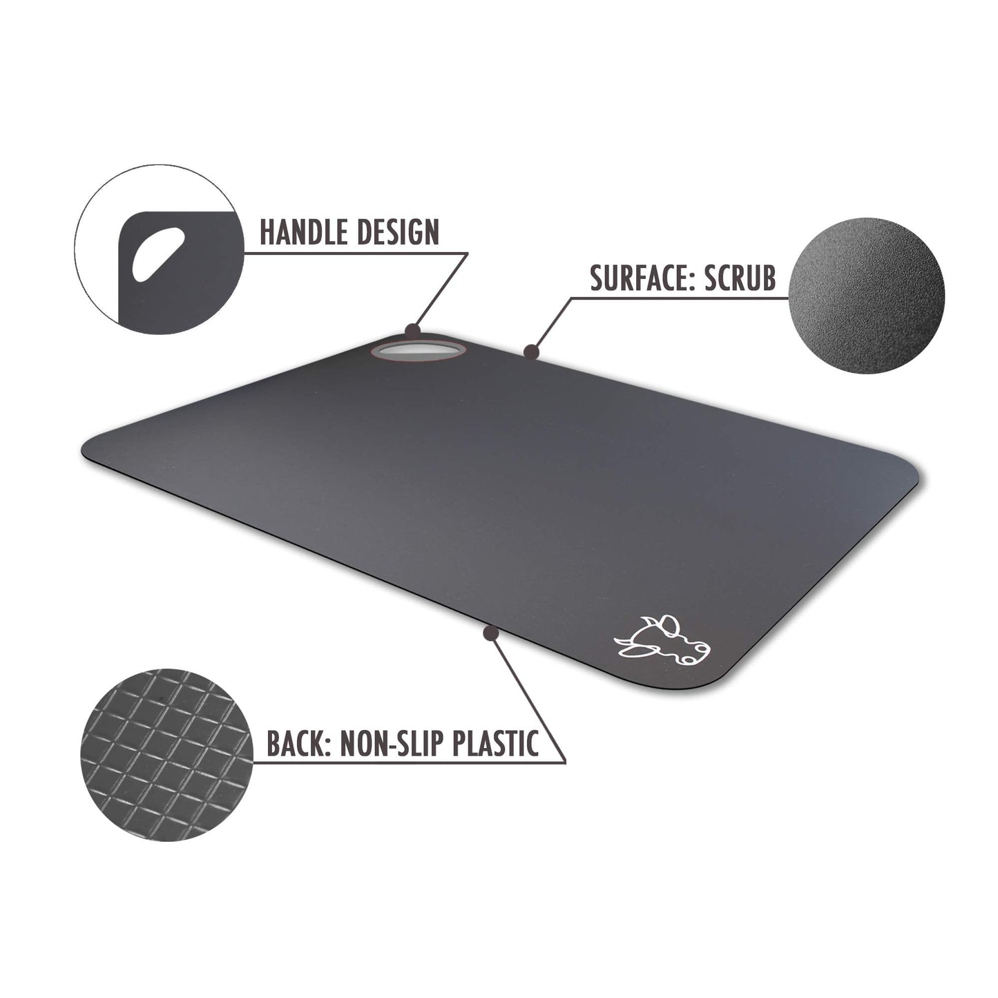 Fotouzy Plastic Cutting Boards with Food Icons, Set of 4, Flexible Cutting Mats with Hole, BPA-Free, Non-Slip and Dishwasher Safe, Modern Neutral Colors