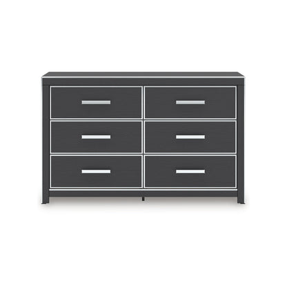 Signature Design by Ashley Ravalori Contemporary 6-Drawer Dresser with Wood Finish, Black