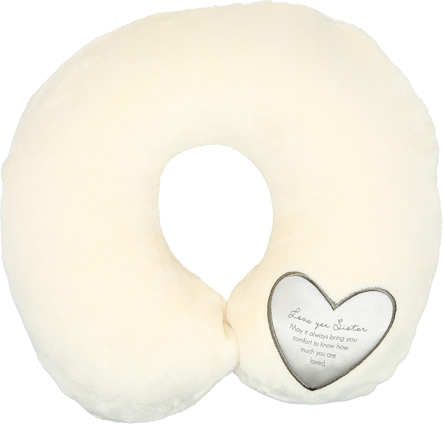 Pavilion Gift Company Soft Memory Foam Travel Neck Pillow for Hospital Stay, Love You Sister, Cream