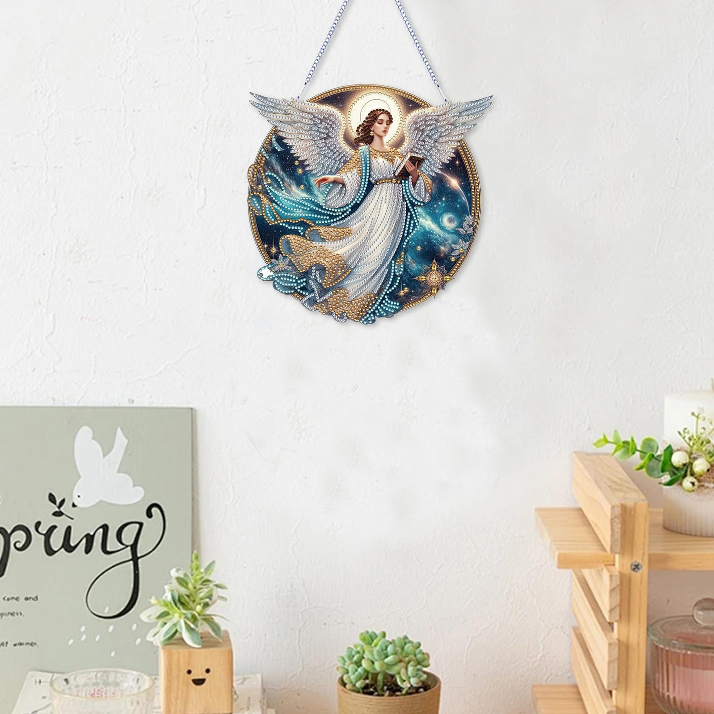 ARTopet DIY Diamond Pendant Ornament - Special Shaped Crystal Art Painting - Hanging Single Sided Ornament for Home Garden Wall Door Decor - Angel