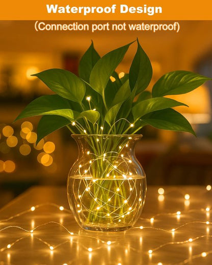 Btfarm Rechargeable Fairy Lights - 33FT 100LED Twinkle String Lights with Remote & Timer | Waterproof Warm White for Indoor & Outdoor Decor
