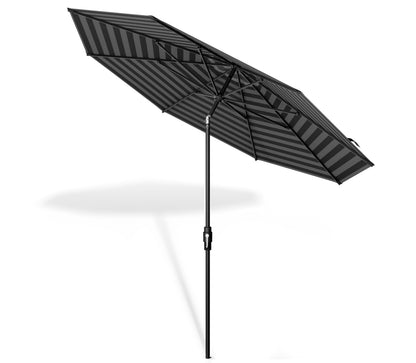 Midtown Umbrellas – The Swilt 9 Ft Patio Umbrella with 360° Swivel & Tilt Mechanism, Sunbrella Fabric & 8 Fiberglass Ribs – Outdoor Umbrella for Deck, Pool & Cafes – Black & White Canopy, Black Pole