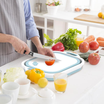HI NINGER Collapsible Cutting Board, Foldable Chopping Board, Space Saving 2 in 1 Storage Basket for
