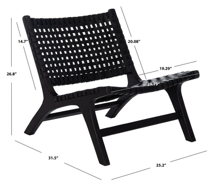 Safavieh Home Luna Black and Black Leather Woven Accent Chair