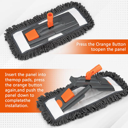 Dust Mop for Floor Cleaning with 3 Washable Pads and 55” Long Stainless Steel Handle,Microfiber Mop for Hardwood Floors, Tile, Marble Floors (Microfiber mop)