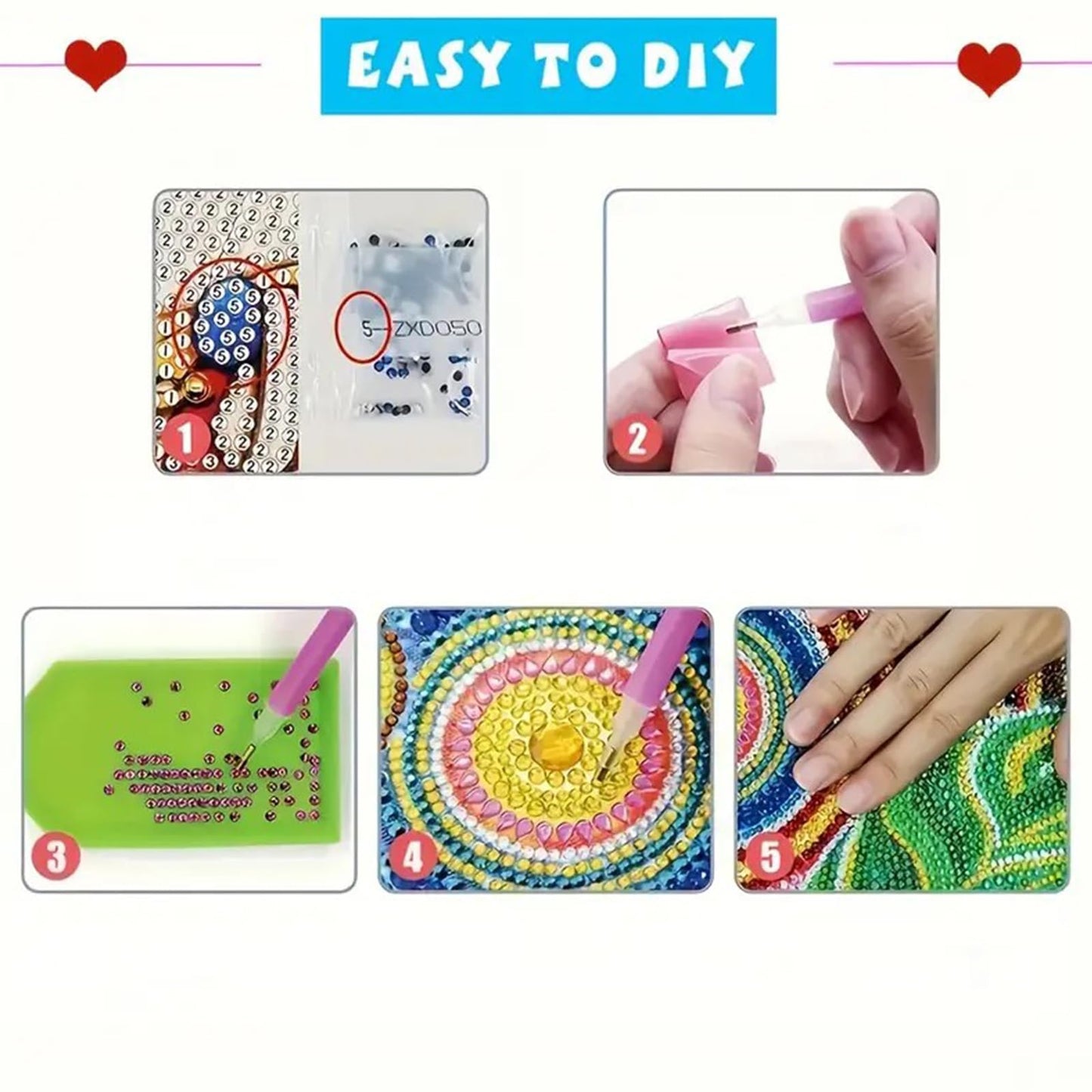Sulunmo 6pcs DIY Diamond Art Cards Kits for Adults, 5D Diamond Greeting Cards Kits Art Birthday Cards Birthday Gifts for Families, Friends, Partners (Love (With Envelope))