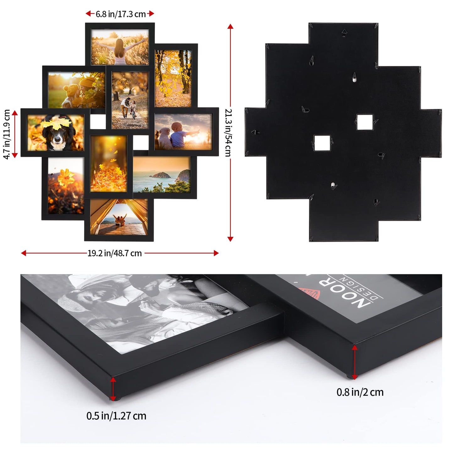 QUTREY 2 Pack 10 Opening 4x6 Collage Picture Frames Set for Wall Decor, Multiple Picture Frames Displays 4 by 6 Inch Photos，Black 4x6 Frames for Family Office Christimas Mother's Day